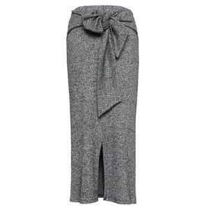 Banana Republic Gray Ribbed Tie-Waist Midi Skirt